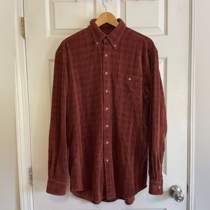 Rust Colored Men’s “The Territory Ahead” Casual Corduroy Button Up Shirt